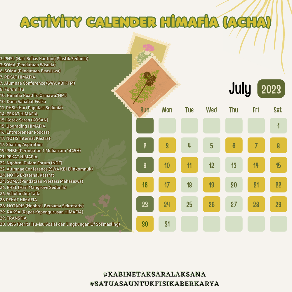 ACTIVITY CALENDER HIMAFIA : JULI